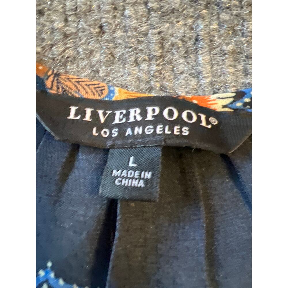 Liverpool Los Angeles Floral Peasant Blouse Navy Multi – Size Large - Picture 6 of 12